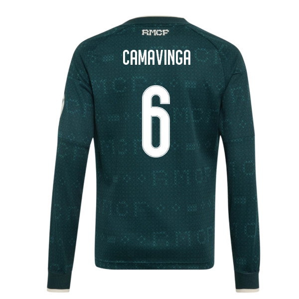 [JED] 2026 2027 Real Madrid Long Sleeve Shirt Away Uniform (Kids) (Camavinga 6)