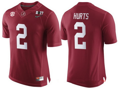 Men's ALA Tide Red 2017 home jersey Jalen Hurts #2 premium Jersey