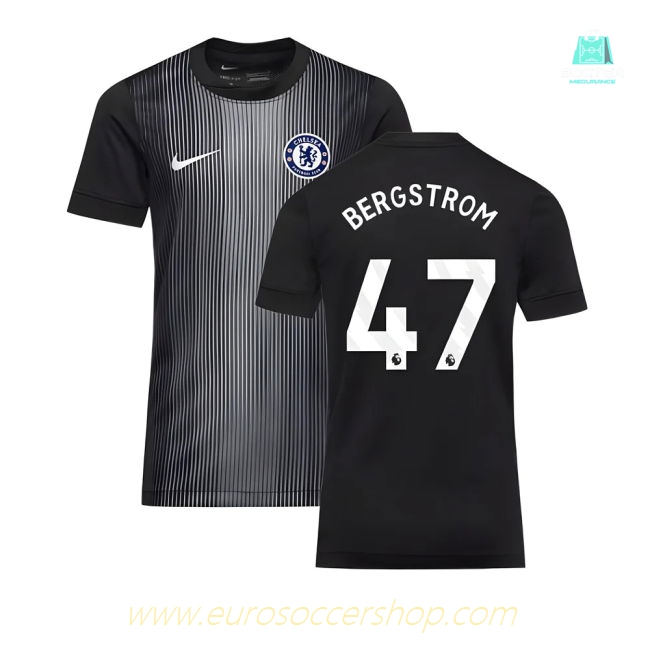 2025-2026 Chelsea Home Goalkeeper Shirt (Black) - Kids (Bergstrom 47)
