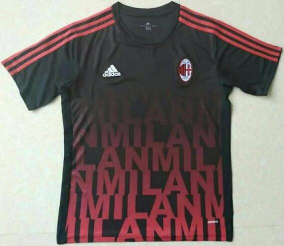 Advanced Fabric AC Milan Zebra 2016-17 Black Red Training Shirt