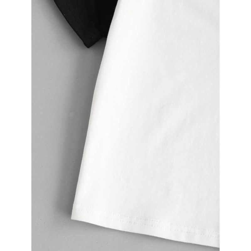 Raglan Sleeve Two Tone Cropped T-shirt JW0637