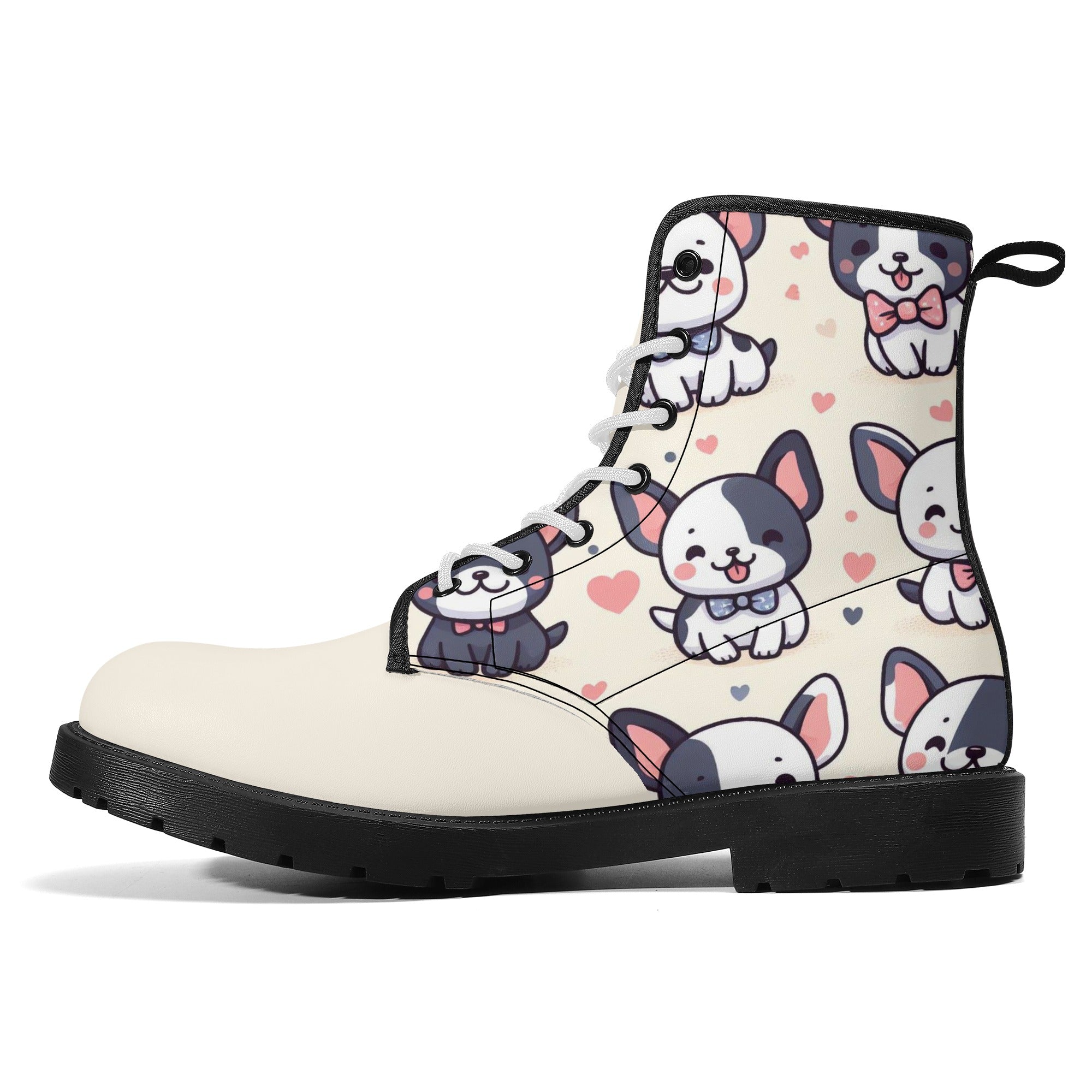 Coco - French Bulldog Themed Leather Boots For Frenchie Fans