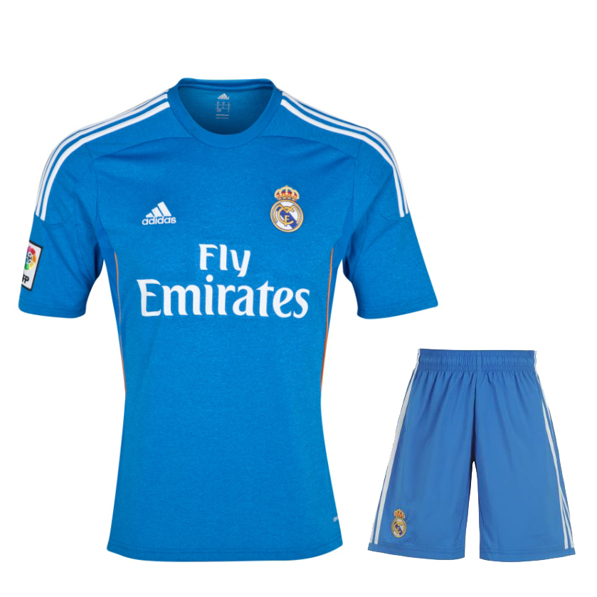 13-14 Real Madrid Away Blue Soccer Jersey KitShirtShorts - Official