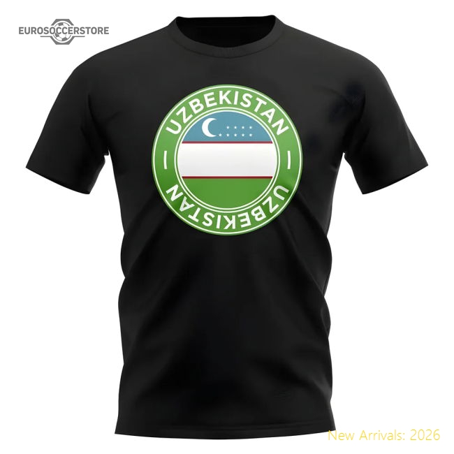 Uzbekistan Football Badge T-shirt (black) - Match Quality