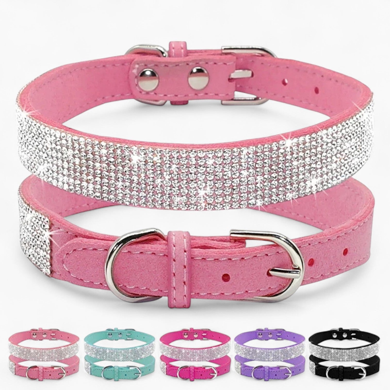 French Bulldog Sparkleruff Frenchie Rhinestone Collar – Soft Crystal