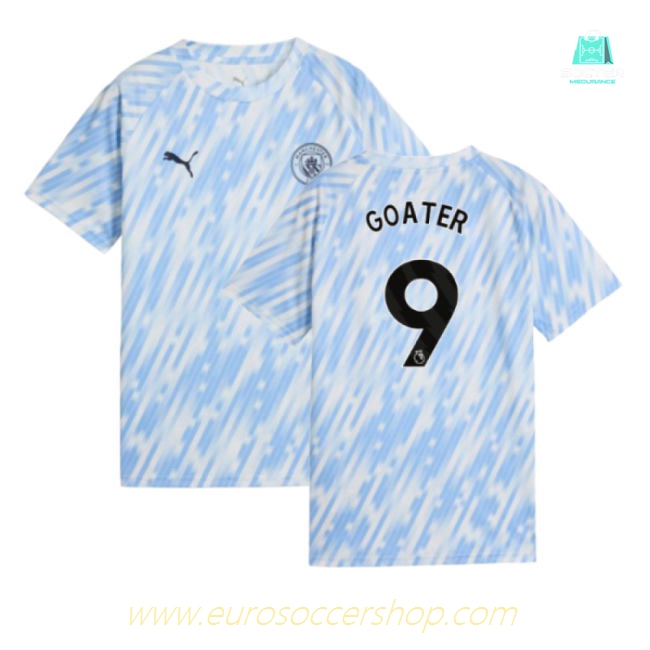 2025-2026 Man City Warm Up Jersey (Silver Sky) - Kids (Goater 9)