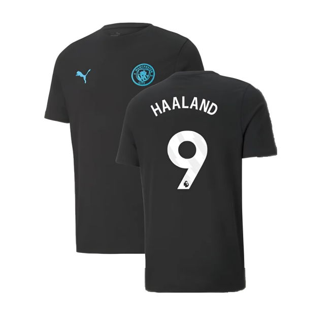 2024-2025 Man City ESS Tee (Black) (Haaland 9)