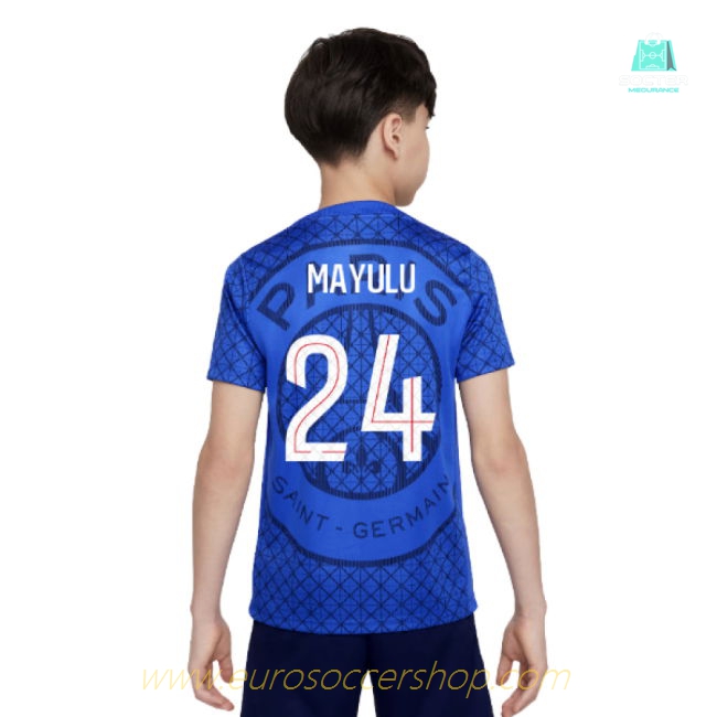 2025-2026 PSG Academy Pro Home Pre Match Shirt (Royal) - Kids (Mayulu 24)
