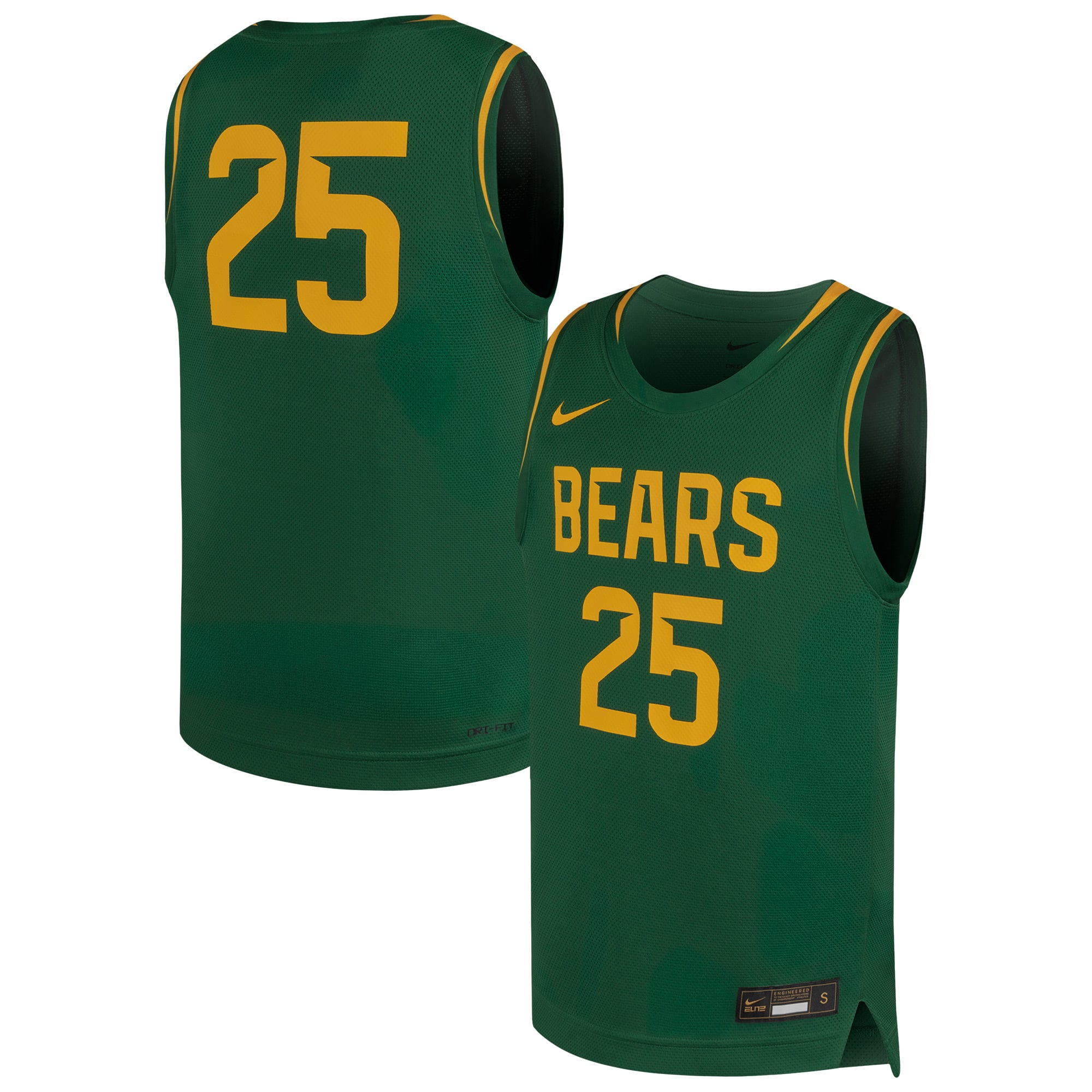 #25 Baylor Bears Nike Youth Replica Basketball Jersey - Forest Green