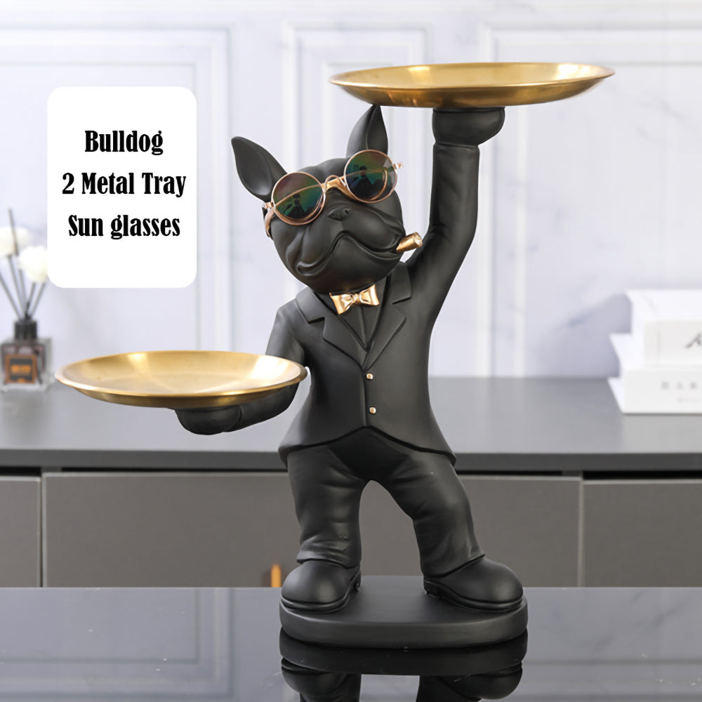 A Charming Interior Decor Accent With 2 Metal Trays For Frenchie Fans