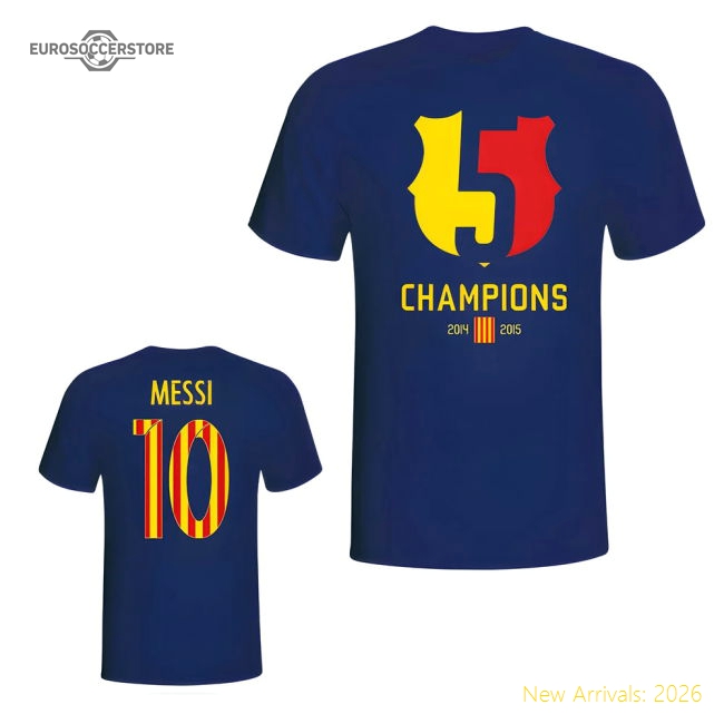 Popular Barcelona 2015 Lionel Messi Champions Tee (Navy)