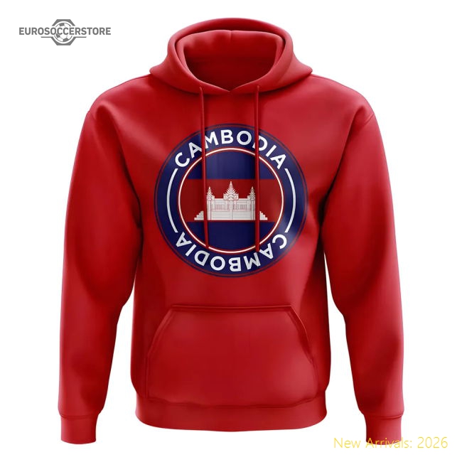 Cambodia Football Badge Hoodie (Red)