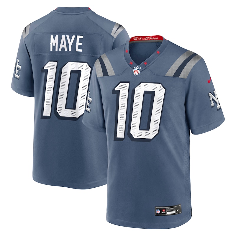 None Drake Maye NE Patriots Top-Grade Authentic Jersey Game Day Wear