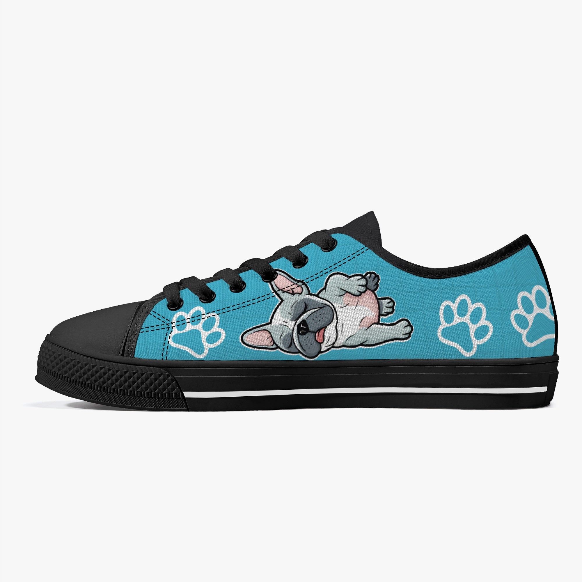 French Bulldog Freddie Classic Low Top Canvas Shoes Cozy Paw Wear