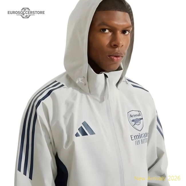 Premium 2025-2026 Arsenal Rain Jacket (grey) - Premium Quality