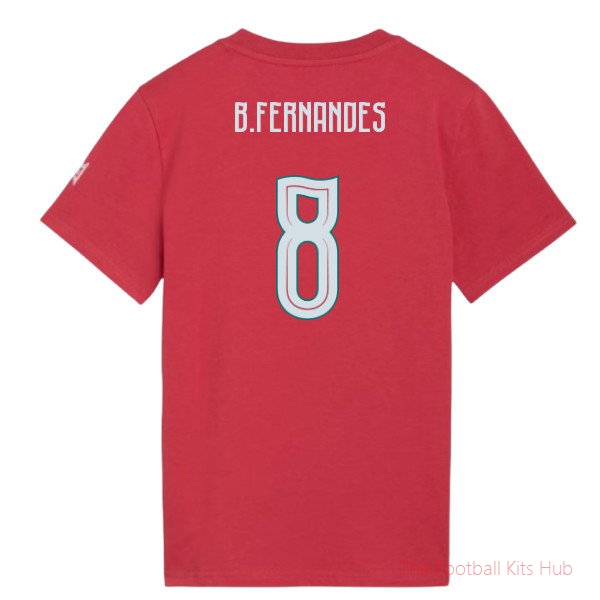 2026-2027 Portugal FtblCulture Tee (Red) - Kids (B.Fernandes 8)