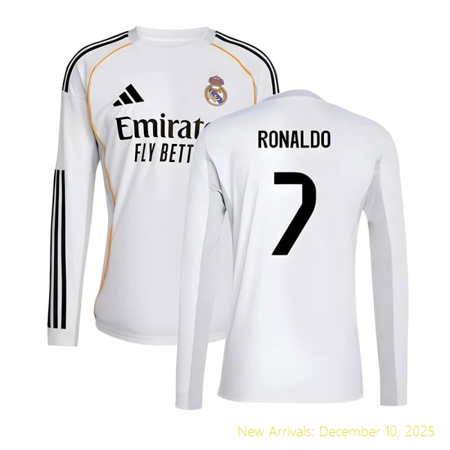 2025-2026 Real Madrid Long Sleeve RM Premium Home Shirt (Ronaldo 7)
