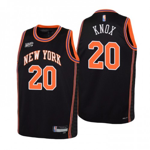 New York New York Knicks #20 Kevin Knox Youth Nike Black 2021/22 Swingman Jersey ¨C City Edition Youth