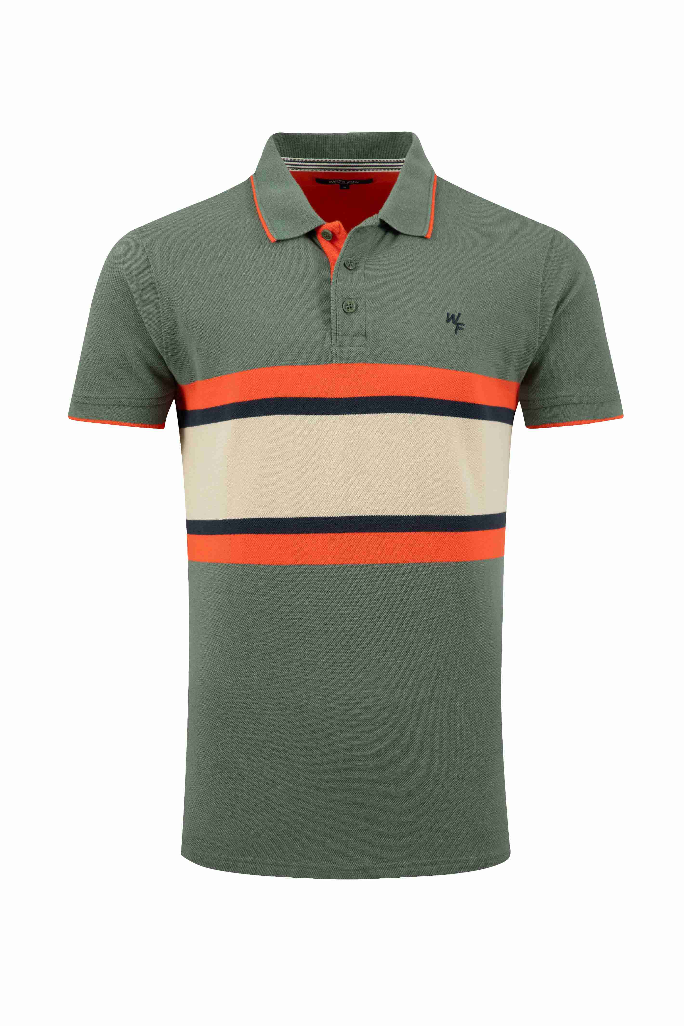 Bradbury Pique Stripe Polo Shirt Woodland Sage