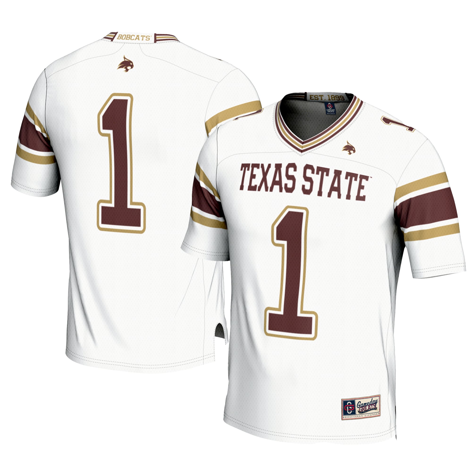Men's #1 White Texas State Bobcats Football Jersey