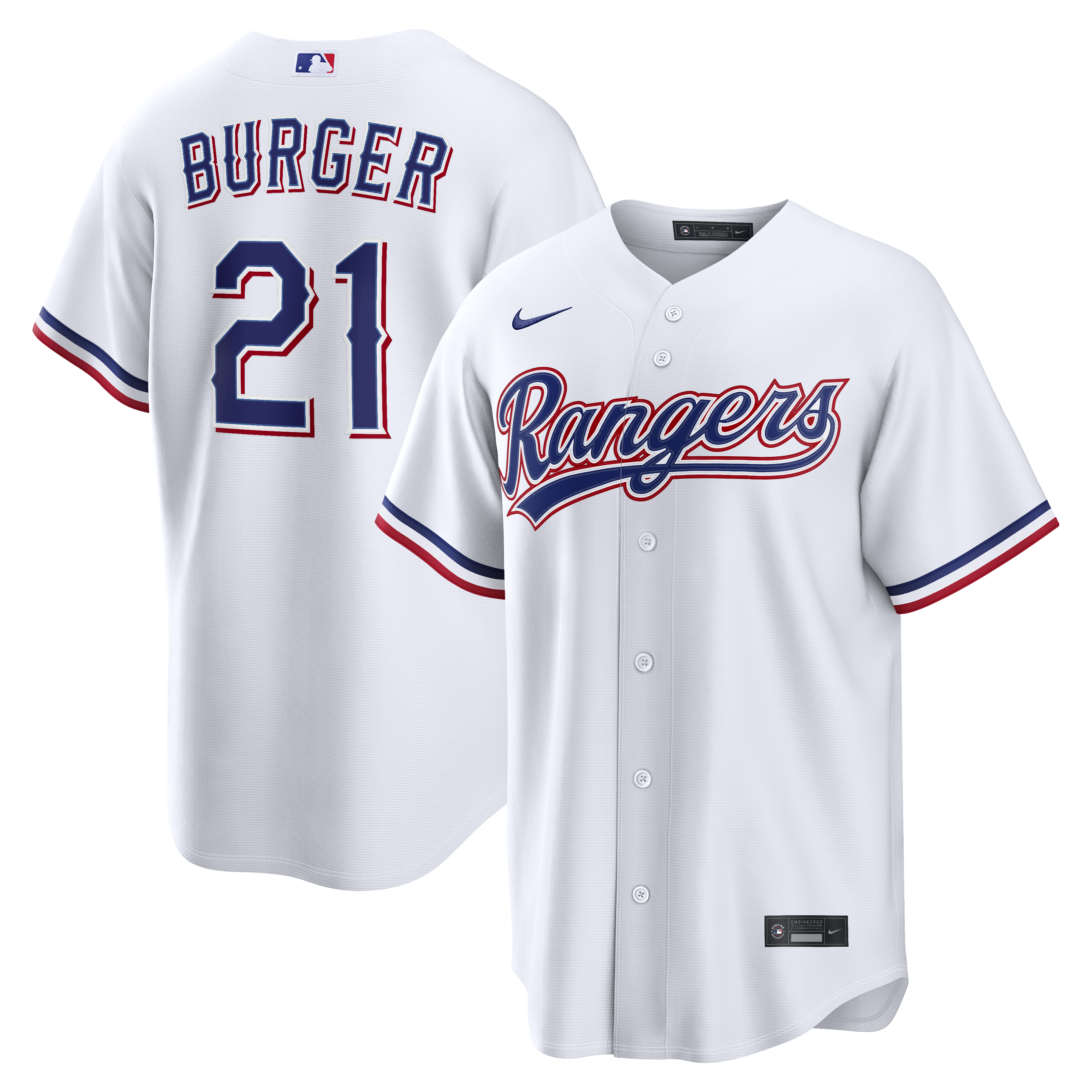 [SJH] Jake Burger Texas Rangers Home Replica Jersey - White