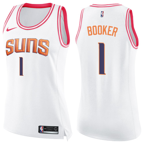 White Nike Devin Booker #1 Suns Jersey - Moisture-Wicking Basketball Jersey