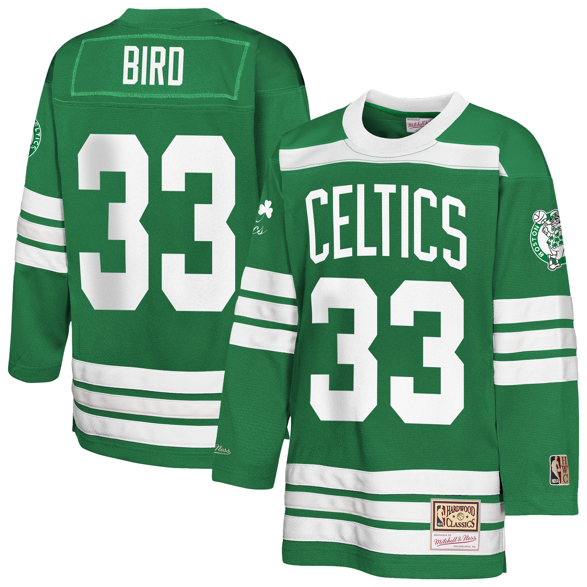 [SJH] Larry Bird Boston Celtics Maxxed Out 2.0 Fashion Hockey Jersey - Kelly Green