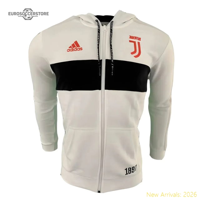 Genuine 2019-2020 Juventus Adidas 3S Full Zip Hoody (White)