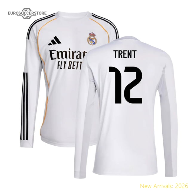 Genuine 2025-2026 Real Madrid Long Sleeve Home Shirt (Trent 12)