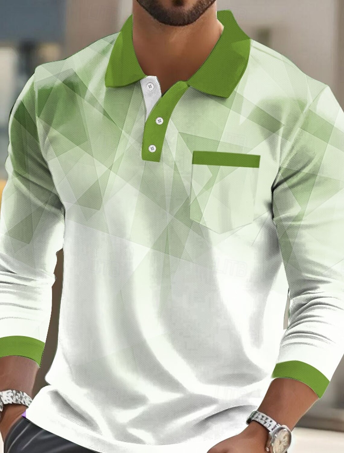 Men's Geometric Polo Short Sleeve Turndown Business Casual Daily