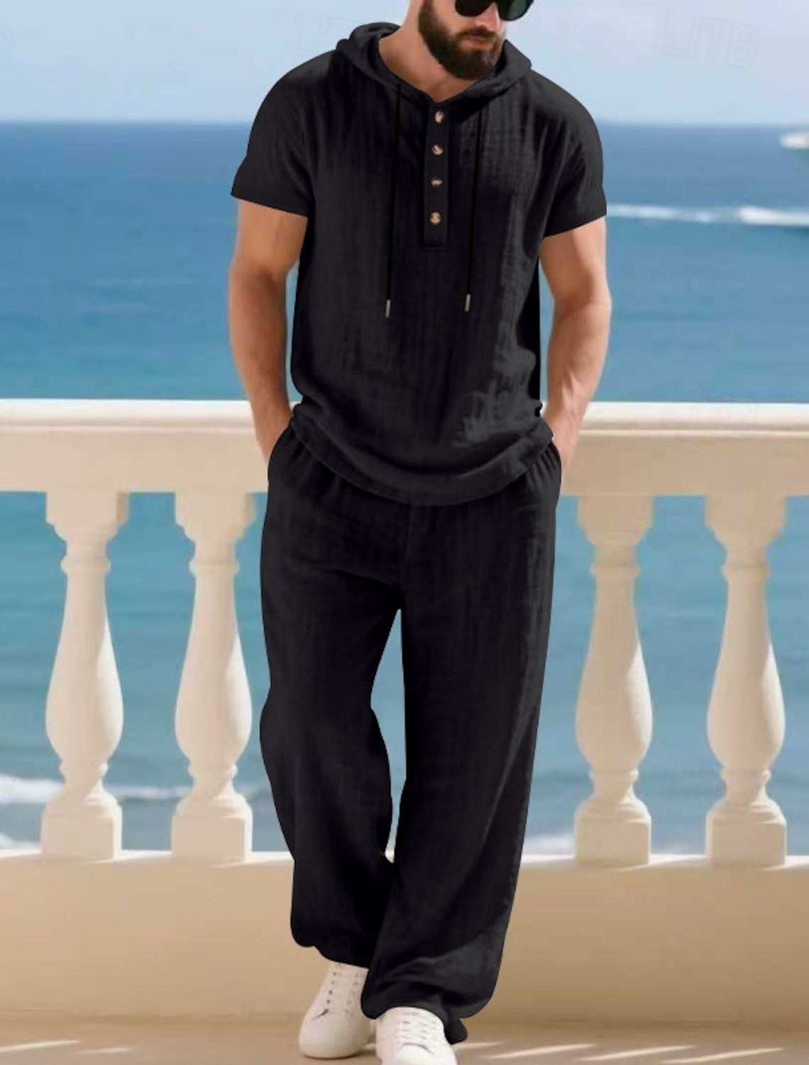 Men's T-shirt Suits Shirt and Pant Sets 2 Pieces Outfits Short Sleeve