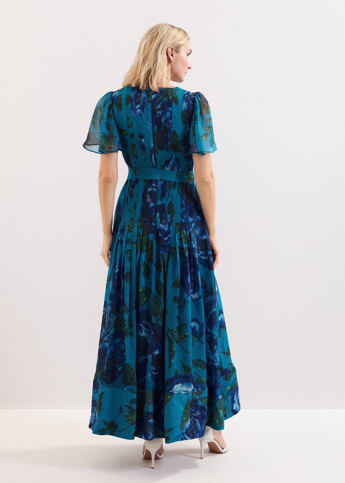 Skylar Teal Floral Maxi Dress