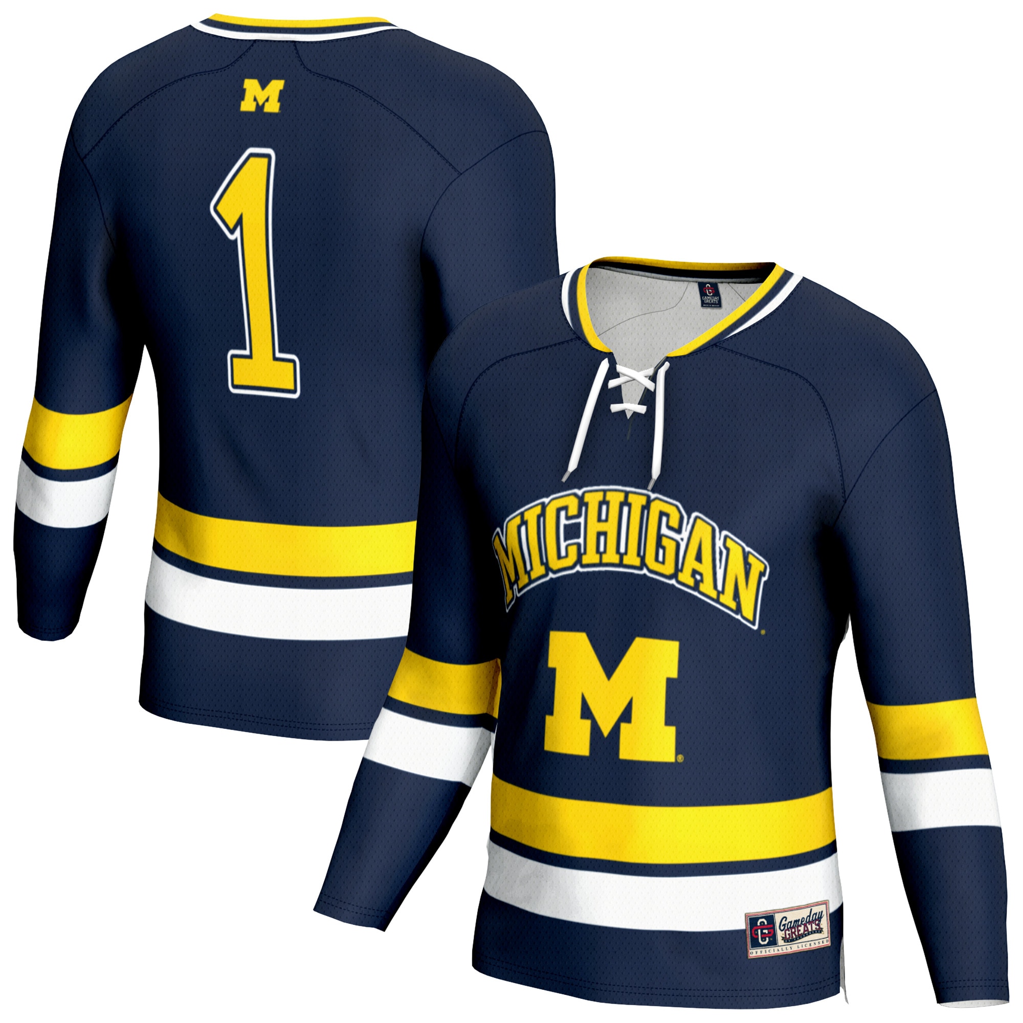 [NJP] Michigan Wolverines GameDay Greats Unisex Lightweight Men's Hockey Team Fashion Jersey - Navy