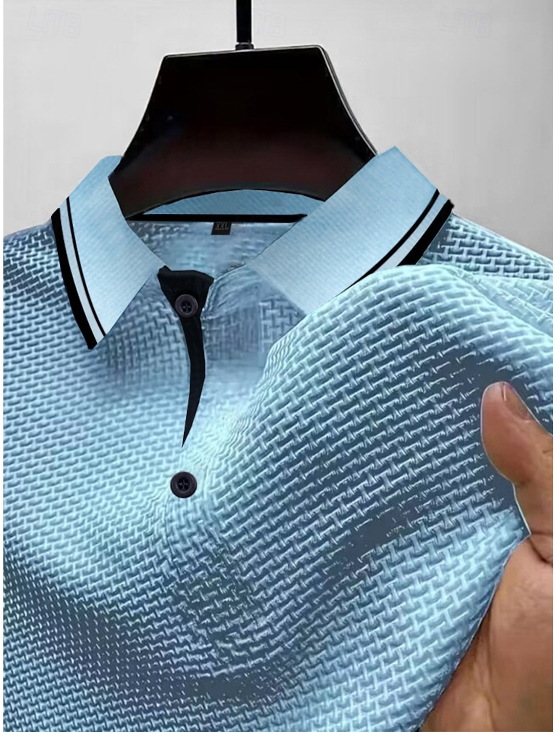 Men's Polo Ice Silk Seersucker Polo Casual Business Ribbed Polo Collar Short Sleeve Fashion Basic Solid Color Buttons Summer Spring & Fall Regular Fit Black White Navy Blue Light Blue Polo