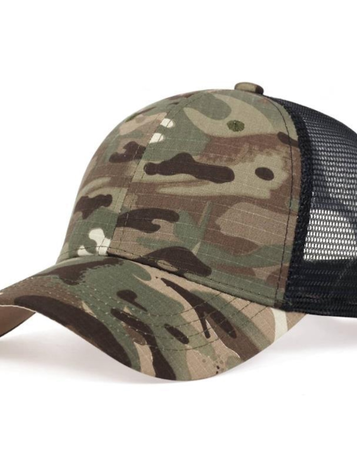 Men's Baseball Cap Trucker Hat Mesh Cap Netback Cap Green camouflage Black camouflage Hip Hop Streetwear Breathable