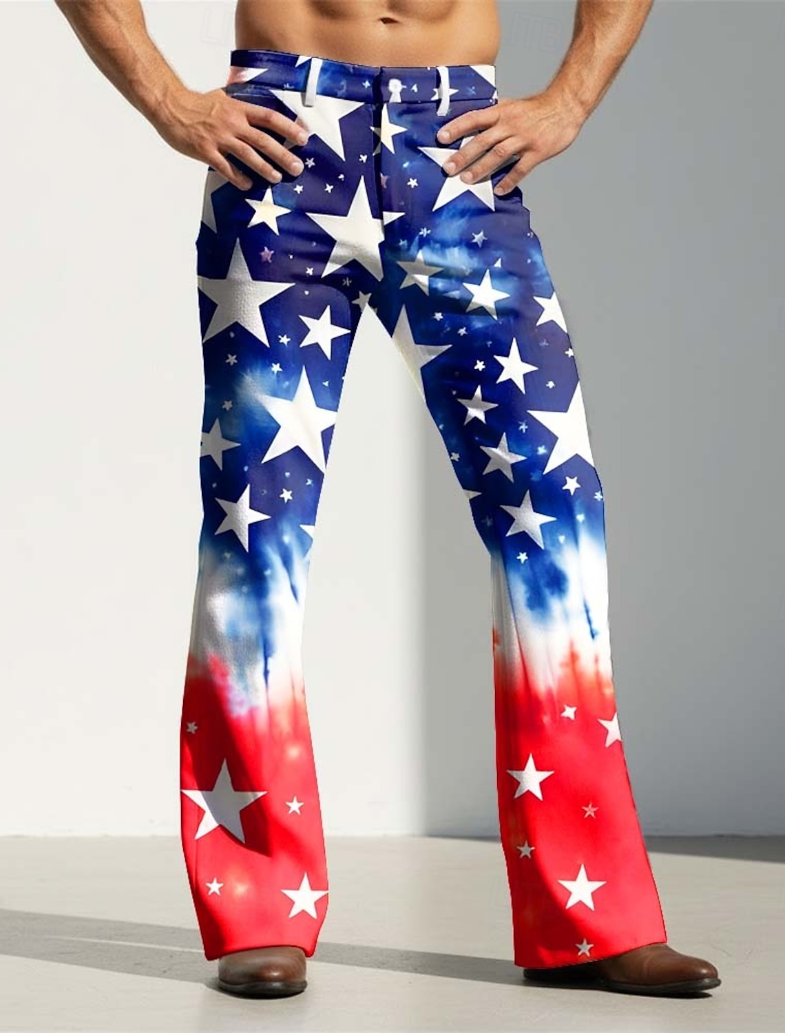 Men's Stars and Stripes US Flag America's 250th Anniversary Trousers Disco Pants 60s 70s Bell Bottoms Mid Waist Vintage Retro Casual Outdoor Party Side Pockets Flared Leg Pants Trousers Spring Fall