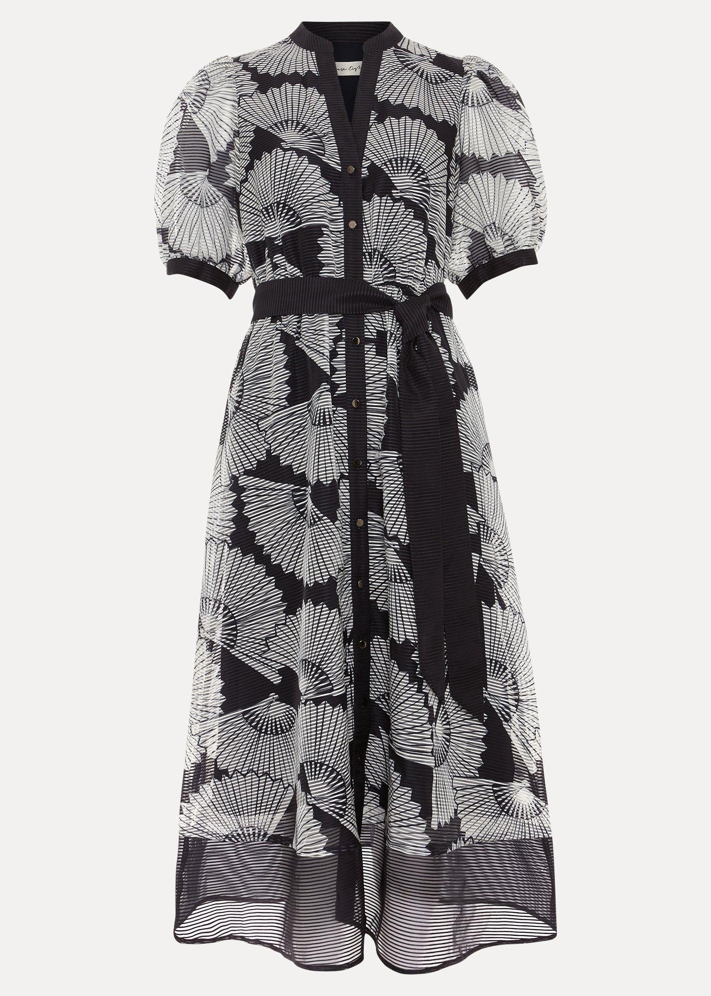 Petite Skylar Navy Print Midi Dress