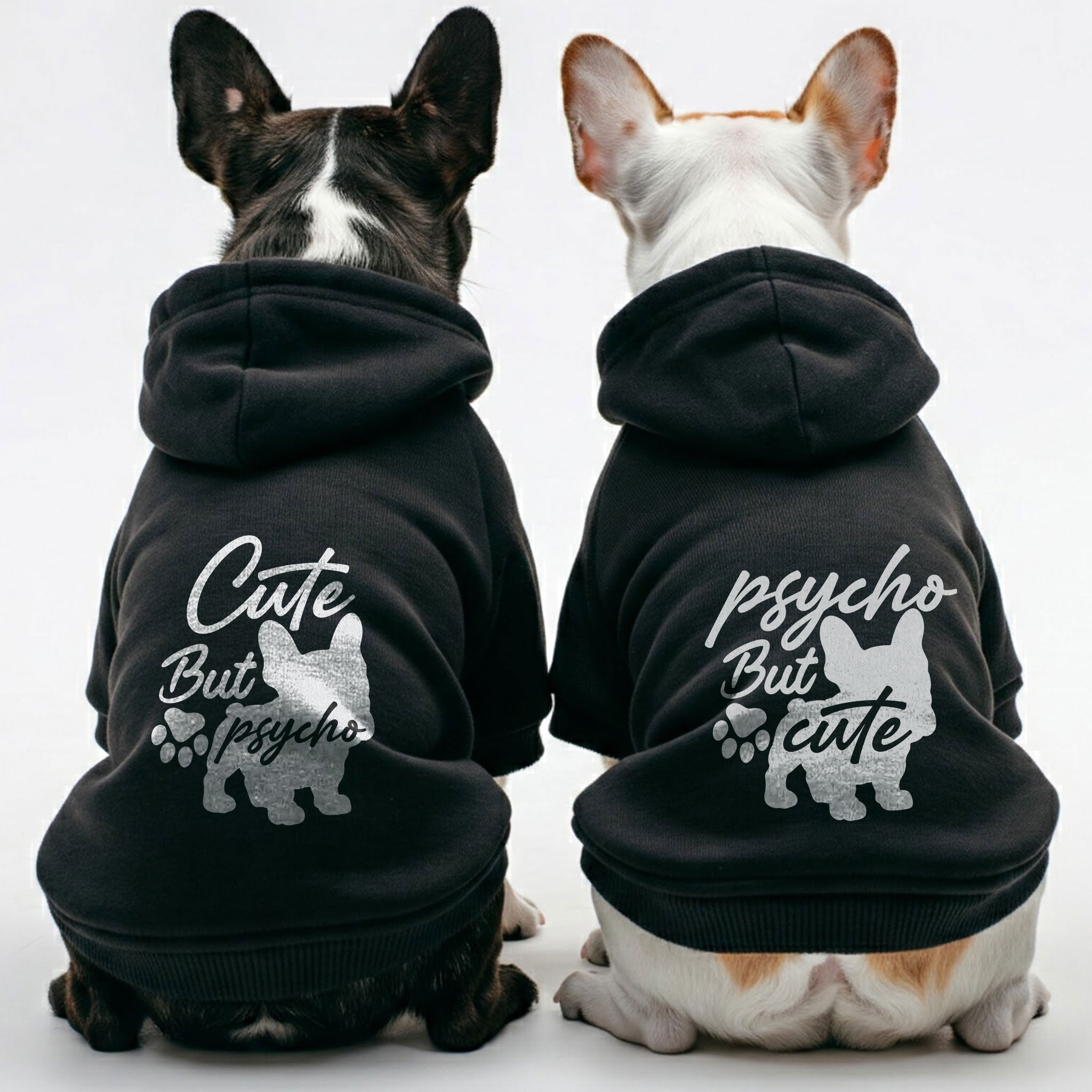 Psycho but cute and Cute but psycho - Matching French Bulldog Hoodies – Stylish, Cozy & Personalized!
