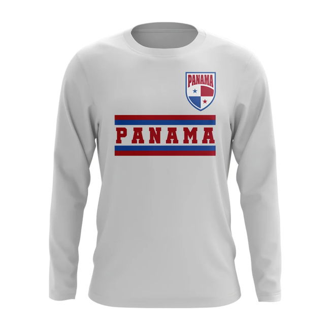 Pro-Grade Panama Core Football Country Long Sleeve T-Shirt (White)