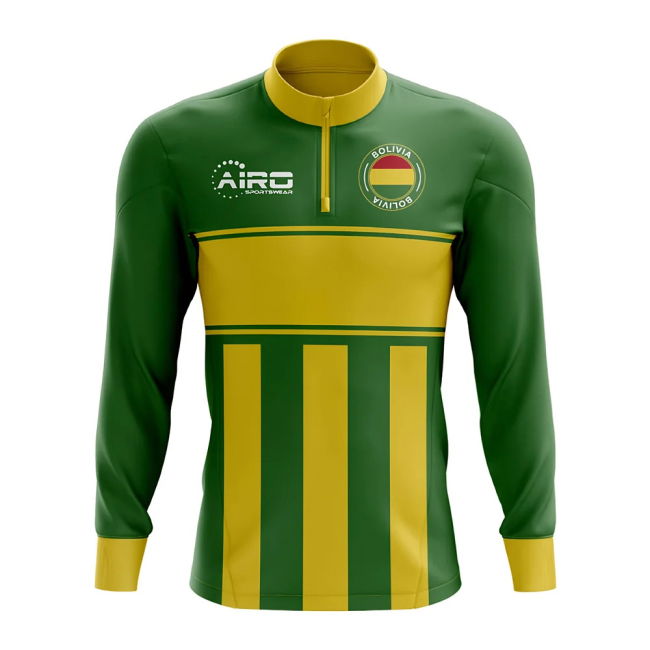 Team Bolivia Concept Football Half Zip Midlayer Top (Green-Yellow)