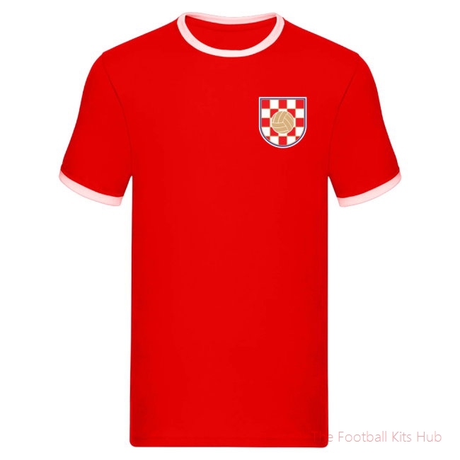 Men Croatia Logo Ringer Tee (Red) UEFA Euro