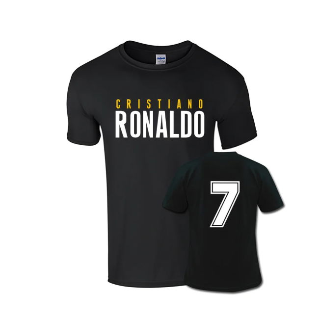 Cristiano Ronaldo Front Name T-shirt (black) - Kids - Fan Favorite ...