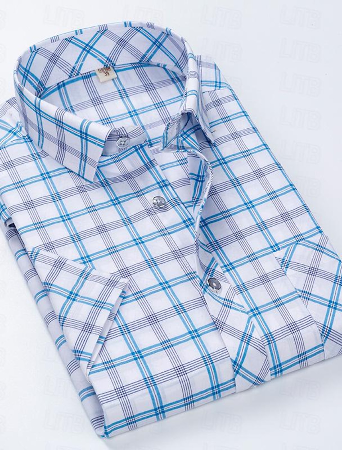 Men's Dress Shirt Plaid Shirt Collared Shirt Button Up Shirt Plaid / Check Wedding Casual Blue White Red Orange Short Sleeve Turndown Summer Spring Clothing Apparel