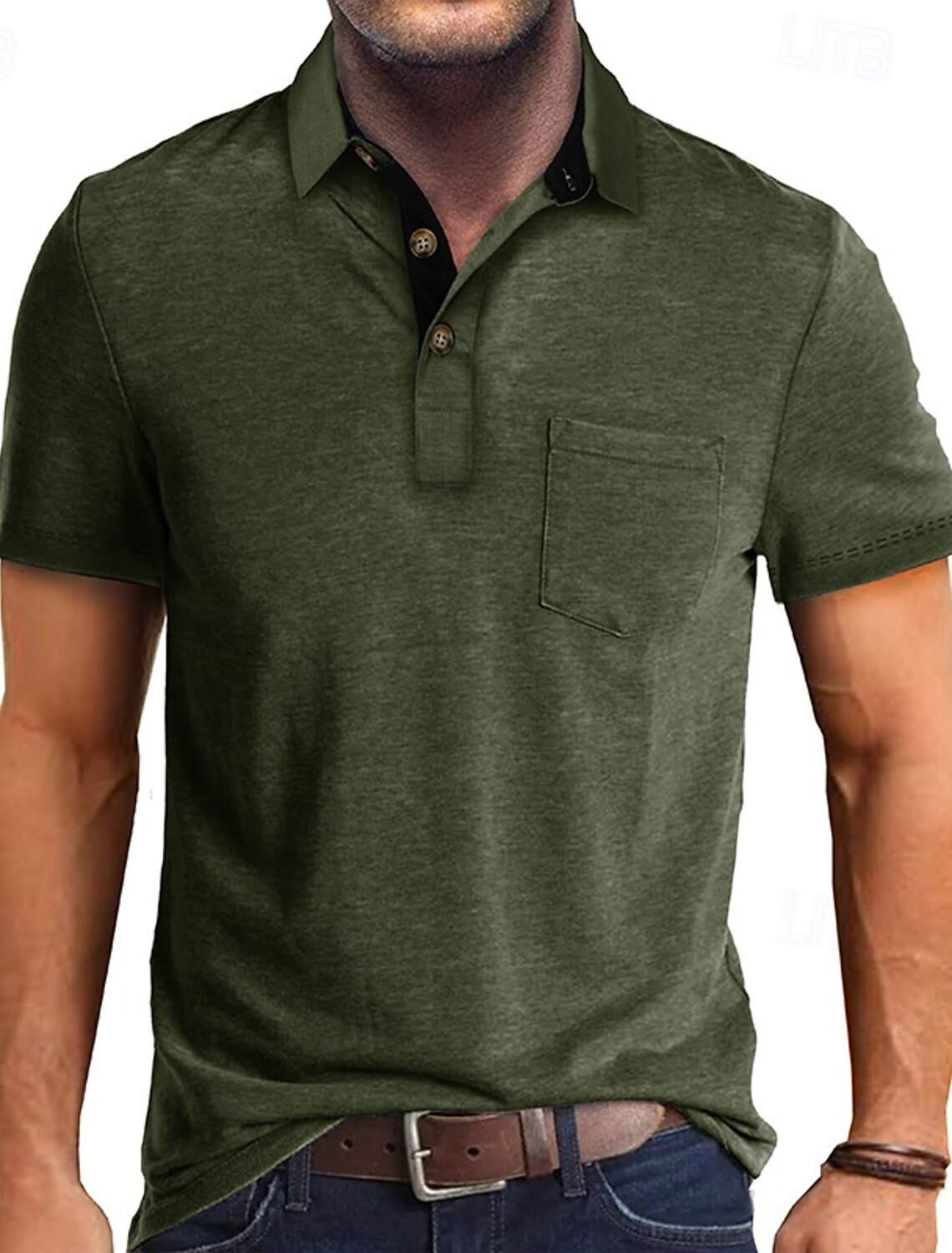 Men's Golf Shirt Polos Shirts Work Casual Lapel Short Sleeve Basic