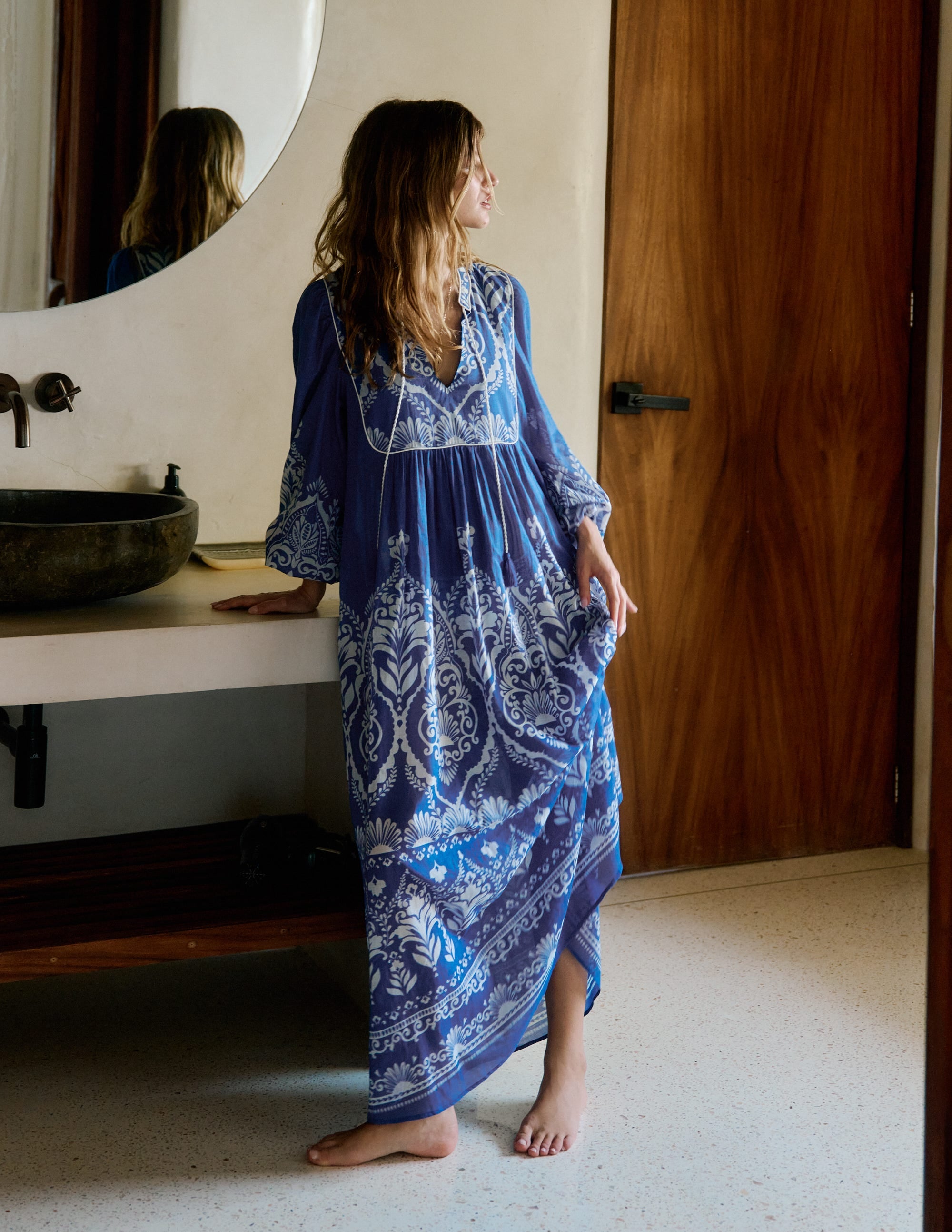 Boho Tie Neck Kaftan
