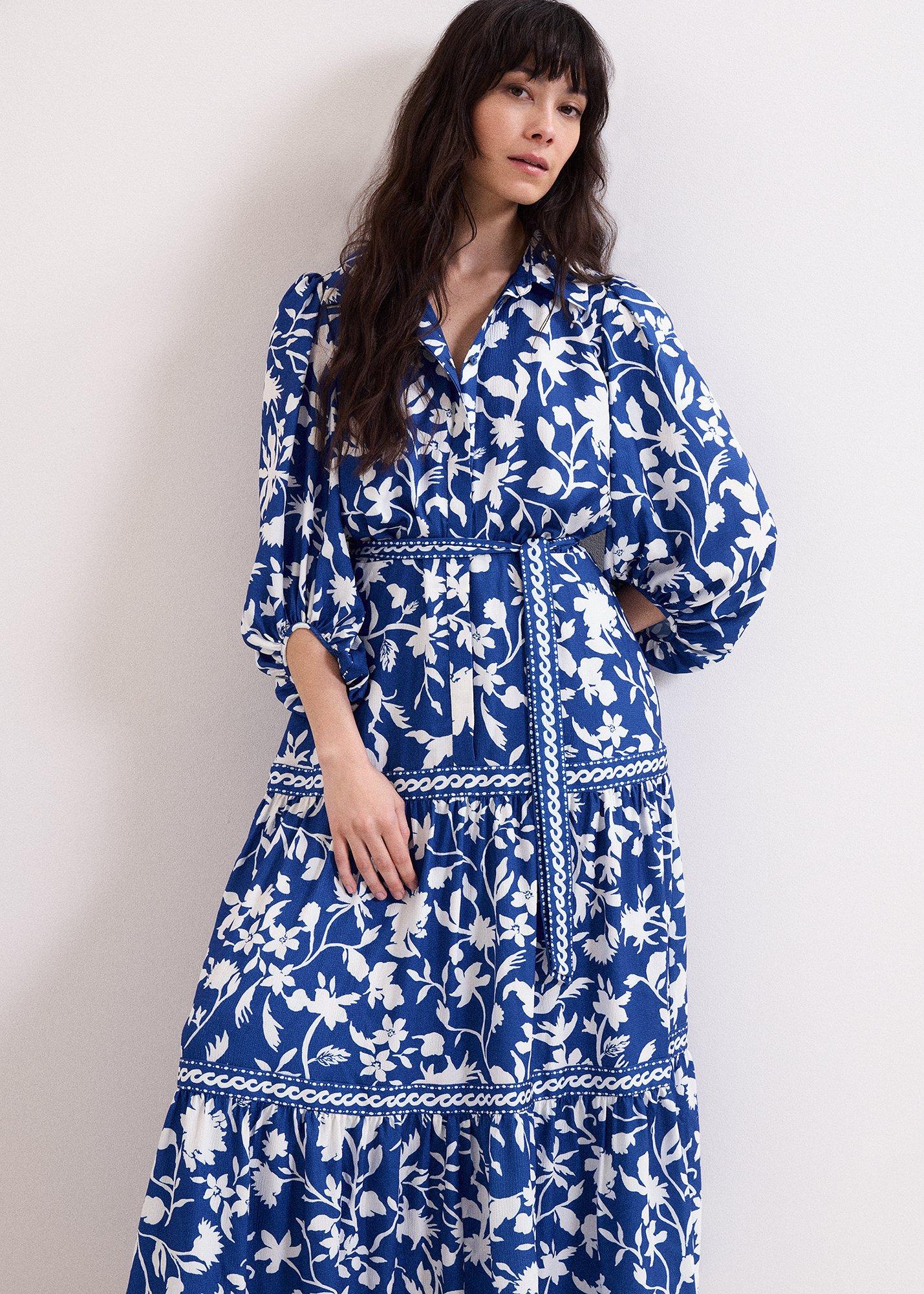 Petite Coralie Blue Midi Shirt Dress