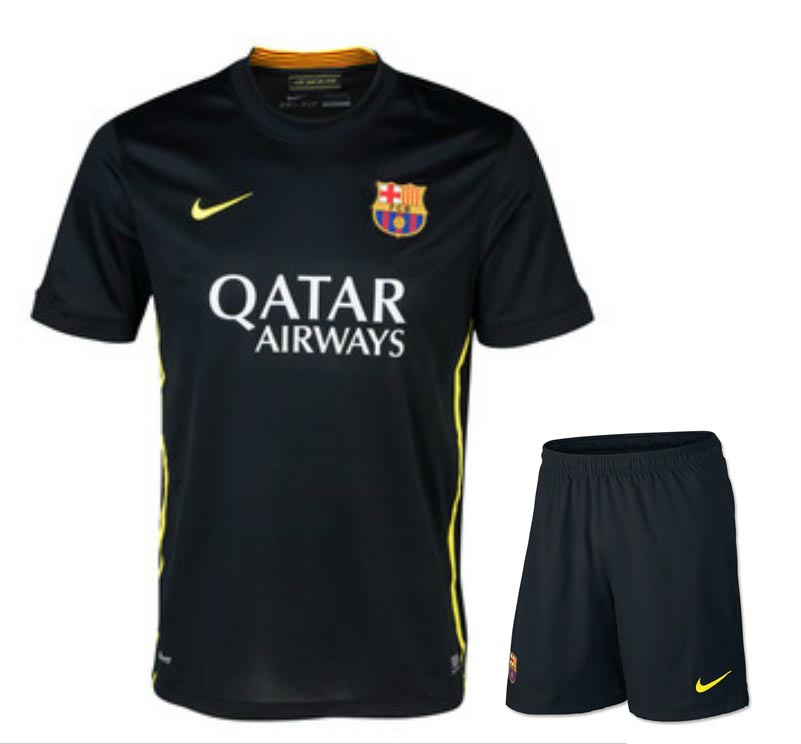 Comfort Fit Barca 13-14 Barcelona Away Black Soccer Jersey