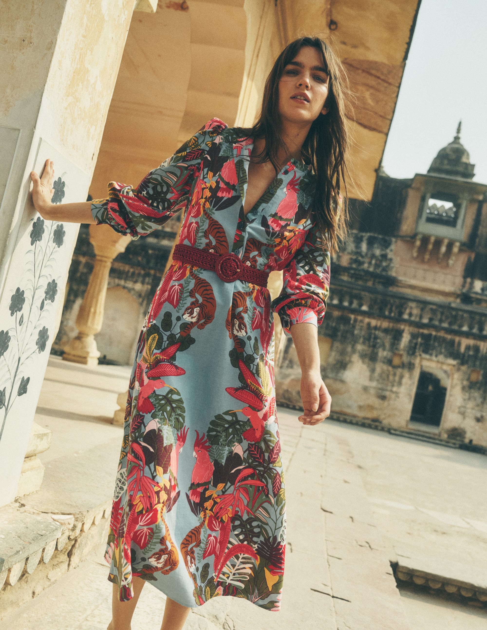 Ava Linen Blend Midi Dress