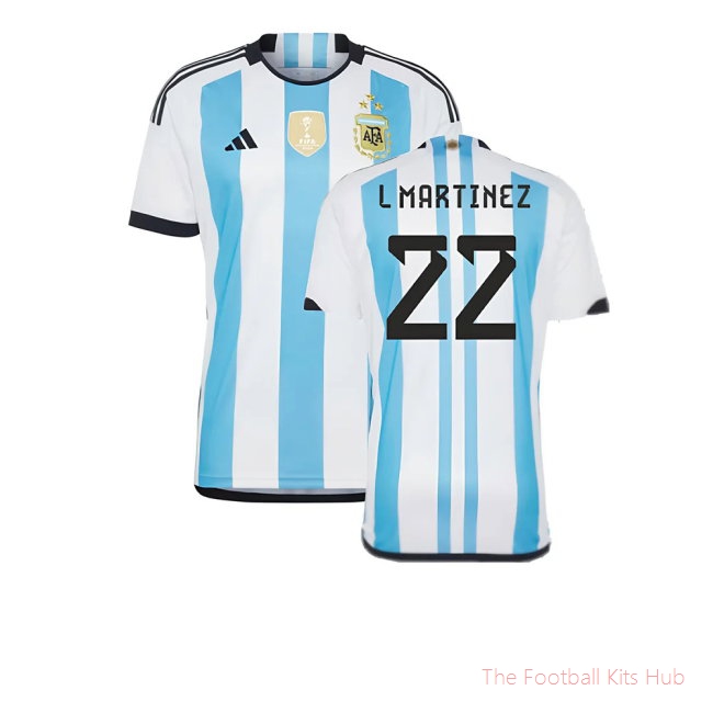 Argentina 2022 World Cup Winners Home Shirt (L MARTINEZ 22)