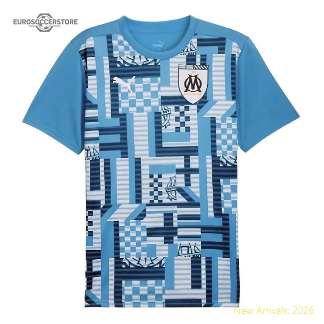Premium 2024-2025 Marseille Pre-Match Ss Shirt (Bleu Azur)